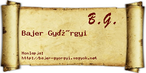 Bajer Györgyi névjegykártya